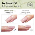 Modelones Moss Green Press on Nails, Short Square Fake Nails, Reusable Nail Kit with Nail Glue Adhesive Tabs Mini Nail File, Spring Nails Press Ons 32Pcs16 Sizes, Women Girl Gift