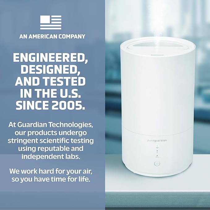 PureGuardian 30-Hour 0.80 Gal. Top Fill Cool Mist Ultrasonic Humidifier for Home with Aromatherapy Tray, Covers 320 Sq. Ft, White, H950AR (Pack of 2)