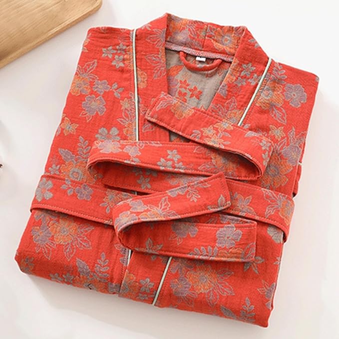 Womens Boho Floral Print Robe Lightweight Short Sleeve Bathrobe Soft Kimono Robes V-neck Loungewear with Pockets