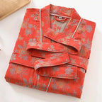 Womens Boho Floral Print Robe Lightweight Short Sleeve Bathrobe Soft Kimono Robes V-neck Loungewear with Pockets