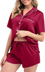 Women's Pajamas Set Sleepwear with Short Sleeve Top & Elastic Waist Shorts