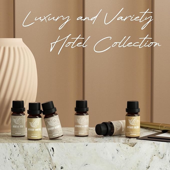 ARVIDSSON Hotel Diffuser Oils Gift Set, Hotel Scent Essential Oils for Diffuser, Luxury Fragrance Oil Blend - Jasmine & Mint, White Tea, Citrus Bliss, M-Way, Fancy Lobby, Gift for Women and Men