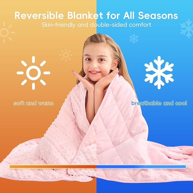 yescool Pink Weighted Blanket 5 Pounds, 40 * 60in Twin Size Cooling Weighted Throw Blanket, Minky Heavy Blankets Warm Weighted Comforter, Big Washable Thick Blankets Gifts