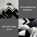 Fleece Blanket Full/Queen - 80x90 Inch Lightweight & Buttery-Soft Throw for Bed, Sofa, Camping | 300GSM Cloud-Touch Microfiber | Cozy Essentials for Travel & Movie Nights, (Boho Black&White)
