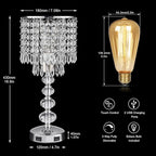 Acaxin Crystal Table Lamps for Bedroom Nightstand - Touch Bedside Lamps with Two USB Charging Ports Silver, 3 Way Dimmable Small Glam Lamp for Girls, Night Stand Lamp for Living Room