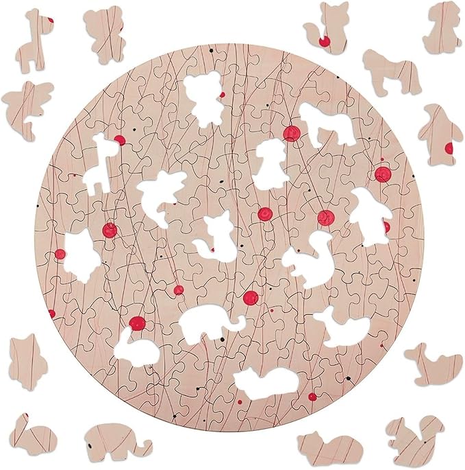 120 PCS Jigsaw Puzzle for Adults Personalized Picture Puzzle Light Peach Pattern Customized Wooden Puzzle for Family, Birthday, Wedding, Game Nights Gifts Animal Alien Shape Puzzle