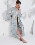 Aensso Long Soft Lightweight Silky Kimonos Robes for Women, Luxury Japanese Floral Womens Kimono Robe