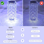 2 Pack Crystal Lamp - Touch Control Rose Crystal Lamp Light for Bedroom, 16 Color Dimmable LED Desk Lamp Light, Battery Operated Small Table Lamp for Bedroom with Remote Controller