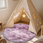 OLANLY Dusty Pink Tie-dye Round Rugs for Bedroom - Machine Washable, 4x4 Feet Circle Area Rugs for Living Room, Soft and Fluffy Shaggy Carpet for Teen Girls and Boys, Dorms, Home Decor Aesthetic