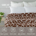 Elegant Comfort Luxury Velvety Feel Blanket, All-Season Lightweight Blanket, Ultra Plush, Soft, Cozy-Fuzzy Flannel Fleece for Couch, Sofa, Bed, Travel, Cube Design, Full/Queen, Chocolate Brown