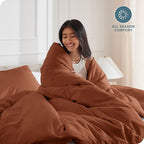 Bare Home Bedding Duvet Cover Extra Long Size - Premium 1800 Super Soft Collection - Lightweight, Cooling - Soft Breathable Bedding Duvet Cover (Twin/Twin XL, Terracotta)