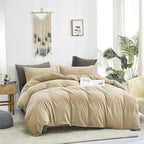 Cottonight Cream Coffee Velvet Comforter Set California King Khaki Bedding Comforter Set Dark Champagne Brown Solid Blanket Quilts Flannel Modern Winter Warm Taupe 3 Piece Light Coffee Bedding Set