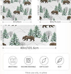 Bear Print Satin Pillowcase Queen Size, Winter Forest Silk Pillow Case with Envelope Closure, Satin Pillowcase for Hair and Skin, 20x26 inches, White, 1 PC