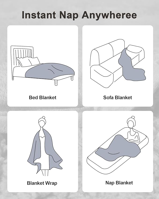 Weighted Blanket 15lbs for Adults, Ultra-Soft Sherpa Fleece Reversible Weighted Throw Blanket for Relaxation & Cozy Evenings, Sleep in A Hug, Evenly Distributed, W48 x L72, Grey