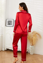U2SKIIN Women Silk Pajamas Set, Long Sleeve Satin Pajamas for Women Sleepwear Button Down Pjs Set Two-piece