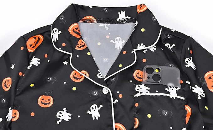QPANCY Kids Satin Pajamas Sets Baby Boy Girl Button-Down Silk Sleepwear 2 Piece Short Sleeve Loungewear Clothes Set