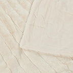 Striped Throw Blanket and Pillow Covers Set (No Inserts) for Couch and Bed, Plush Warm Lightweight Fuzzy Faux Fur Blanket for All Seasons (50" x 60", Cream)
