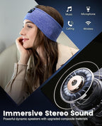 Perytong Sleep Headband Headphones, Sleeping Bluetooth 5.4 Headphones for Side Sleepers, Over-Ear Earphones with Ultra-Thin Stereo Speakers, Soft Sleep Mask Sports Headband for Men Women, Gadgets