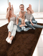 Macgace Fluffy Area Rugs for Bedroom Decor Aesthetic, 3x5 Brown Shag Rug with Non-Slip Dots for Living Room, Furry Plush Mat Washable Fuzzy Carpet Modern Home Decor for Kids Nursery Teens Room