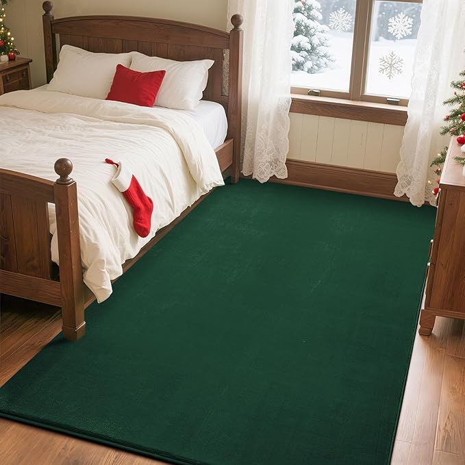 Przemy Washable Area Rug for Bedroom Living Room, 4x6 Feet Green Memory Foam Rugs, Super Soft Modern Indoor Carpet for Kids Room Boys Girls Dorm Bedside Nursery Decor