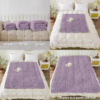 WESHIONGOO Chunky Knit Blanket Throw 51"×63" Knitted Throw Blankets for Couch Bed Fluffy Soft Blanket with Jumbo Chenille Yarn Thick 100% Handmade(Lilac)