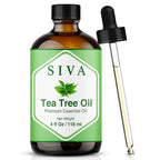 Siva Tea Tree Essential Oil - 4 Fl Oz – 100% Natural Tea Tree Oil - for Diffuser, Face, Skin Care, Aromatherapy, Hair Care, Scalp and Body Massage - with Dropper
