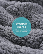 Cottonblue Weighted Blanket for Adults - Plush Cozy Sherpa Weighted Blankets for a Better Night's Sleep, Luxurious Jacquard Decor Blanket Queen Size for Bed Sofa Couch, 60x80 Inches,15lbs,Grey