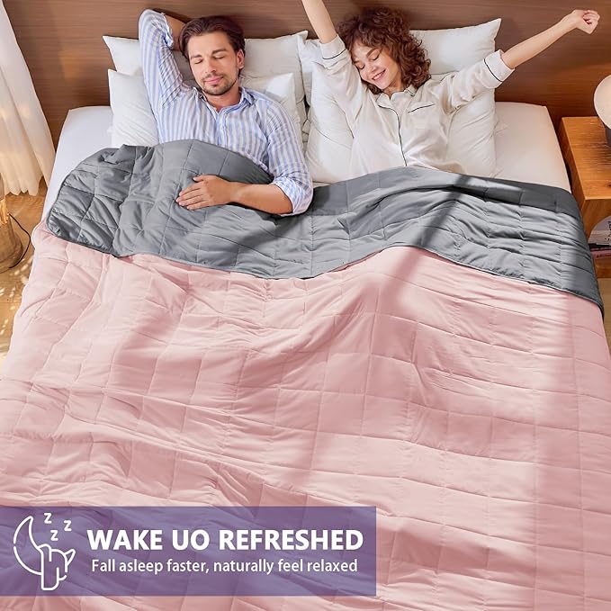 King Size Weighted Blanket for Adults (25 lbs, 80” x 87”, Pink Grey) Cooling Heavy Blanket for Sleeping Perfect for 240-260 lbs, Breathable Blanket for Adults & Couple All Season, Machine Washable