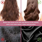 2Pcs Satin Bonnet Silk Bonnet, Hair Bonnet for Sleeping, Elastic Wide Band Silk Sleep Cap, Soft and Breathable(Black Red)
