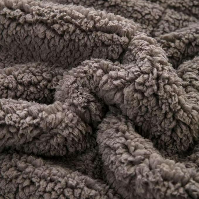 Sherpa 7lb Weighted Blanket for Adult, Both Sides Reversible Velvet Soft Plush Weighted Heavy Blanket for All Season Grey 40in*60in
