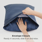 Bedsure King Size Satin Pillowcase Set of 2 - Blue Silky Pillow Cases for Hair and Skin with Envelope Closure, Similar to Silk Pillow Cases, Gifts for Women Men, 20x36 Inches, 2pcs