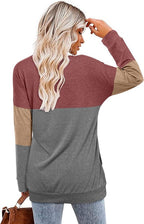 Magritta Women's Long Sleeve Leopard Color Block Tunic Comfy Crewneck T Shirt Tops Black XL