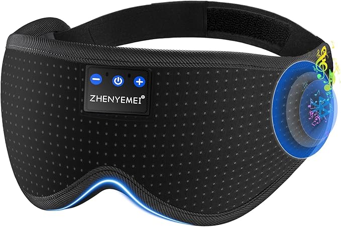 Bluetooth Sleep Headphones Sleep Mask | Breathable Eye Mask for Sleeping | 16hrs Playingtime | Light Blocking Eye Mask |Wireless Music Eye Mask | Best for Sleeper | Travel |Black