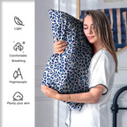 Mulberry Silk Pillowcase for Hair and Skin Standard Size Leopard Print Pillow Cases with Zipper Soft Breathable Smooth Cooling Covers for Sleeping (Blue Leopard, 20"X 26",1Pcs)