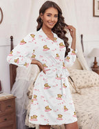 Ekouaer Women‘s Robes Lightweight 3/4 Sleeve Short Knit Bathrobe Soft Knee Length Sleepwear Robes with Pockets S-XXL