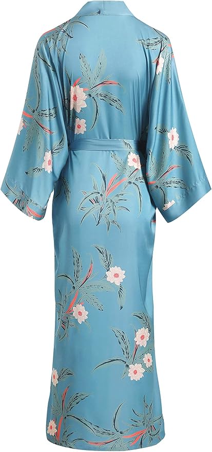 Aensso Long Soft Lightweight Silky Kimonos Robes for Women, Luxury Japanese Floral Womens Kimono Robe