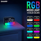 Sharp Multi-Color Bluetooth Alarm Clock with Sleep Sounds, RGB Night Light, Dual Alarms, LED Display with Dimmer, Snooze & Sleep Timer, Bedside Clock with Speaker