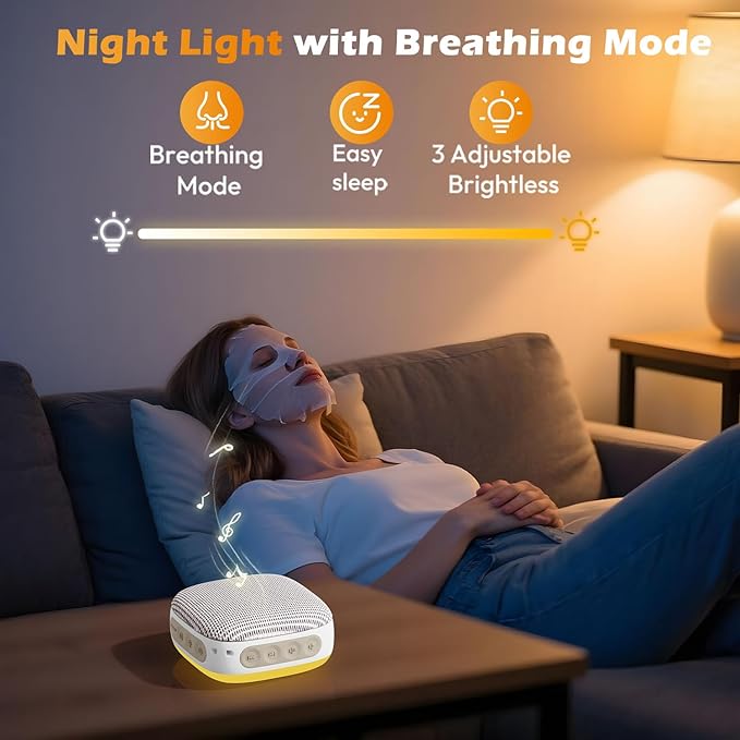 Portable Sound Machine for Travel, White Noise Sound Machine for Sleeping, 52-Hour Lasting Mini Noise Machine with 21 Quality Non-looping Sounds, Headphone Jack, Memory, Timer for Adults,Hotel (Khaki)