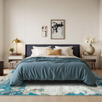 CRYPTOLITE Living Room Rug Washable Abstract Rugs with Non-Slip Backing Low Pile Area Rug for Living Room, Bedroom, Dining Room, 6x9, Blue