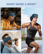 LC-dolida Boho Sleep Headphones Headband, Over Ear Bluetooth Headphones Wireless Womens Headbands, Wireless Earphones Sweat Resistant Band Music Sleeping Eye Mask Earbuds for Sports Unique Gifts
