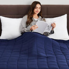 CuteKing Weighted Blanket for Adults (12lbs, 48"x72", Navy Blue) Heavy Blanket for 110-130lbs, Weighted Blanket for Cooling & Heating with Premium Glass Beads, Thick Blanket for Adult All-Season