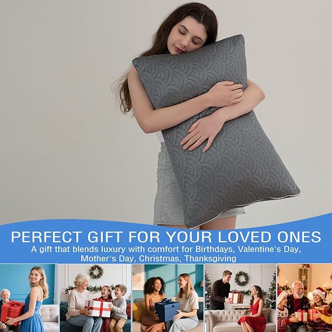MOLCLCUY Memory Foam Pillows King Size Set of 2 Adjustable Cool Pillow for Side Back Stomach Sleepers Luxury with Washable Cover