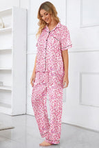 Umeyda Girls Womens Pajamas Set, Satin Silky Button Down Loungewear 2 Piece Short Sleeve Pants PJS Sets for Mommy Kids