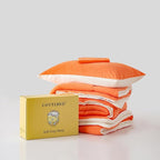 COTTEBED Reversible Ultra-Soft Bright Orange Beige Twin Comforter Set for Girl Boy Kid Dorm, Jersey Knit T-Shirt Feel Cute Lightweight Cozy Comfy Bedding Blanket Down Conforter All Season Twin/Twin XL