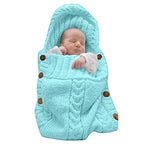 XMWEALTHY Newborn Baby Wrap Swaddle Blanket Knit Sleeping Bag Receiving Blankets Stroller Wrap for Baby Sky Blue 0-6 Month