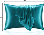 BEDELITE Satin Pillowcase for Hair and Skin, Super Soft and Cooling Similar to Silk Pillow Cases 2 Pack with Envelope Closure, Gift for Women Men(20"x40" King Size, Teal)
