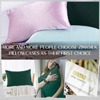 ZIMASILK 100% Pure Mulberry Silk Pillowcase for Hair and Skin Health,Soft and Smooth,Both Sides Premium Grade 6A Silk,600 Thread Count,with Hidden Zipper,1pc (King 20''x36'',Blackish Green)