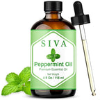 Siva Peppermint Essential Oil - 4 Fl Oz – 100% Natural Peppermint Oil - for Diffuser, Face, Skin Care, Aromatherapy, Hair Care, Scalp and Body Massage - with Dropper