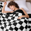 Black Checkered Weighted Blanket for Adults 20lbs, 48"x72", Twin Full Size Cooling Plaid Heavy Throw Blanket for 130-220lbs, Microfiber Soft Thick Big Blankets Weighted Comforter Gift for Sleeping