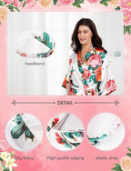 EPLAZA Silk Robes for Women Satin Robe Short Sexy Print Flower Kimono Loungewear Wedding Bridal Party